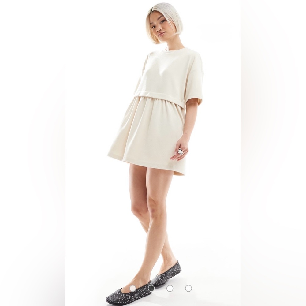 Miss Selfridge short sleeve rib knit layered smock dress
